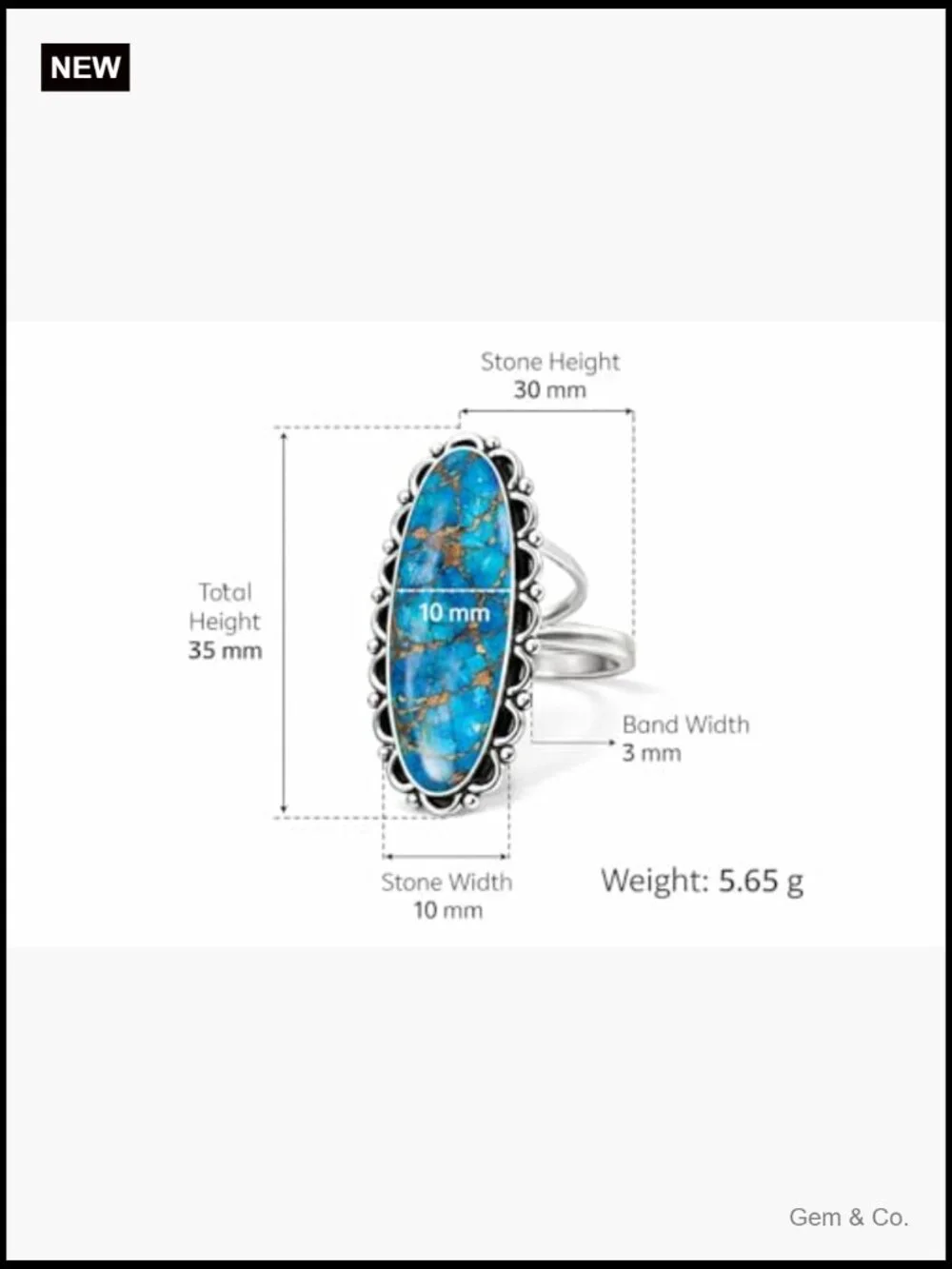 925 Sterling Silver Statement Ring - Oval Natural Gemstone Artisan Jewelry